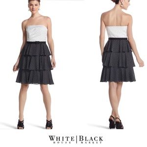 WHBM Strapless Ruffled Polka Dot Dress